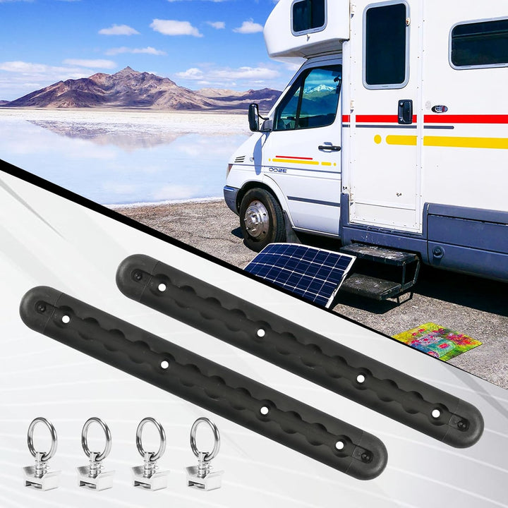 2 x 30cm Aluminium Airlineschienen Set mit Fittingen, mit 4 x Zurrösen und 4 x Endkappen Airlineschi