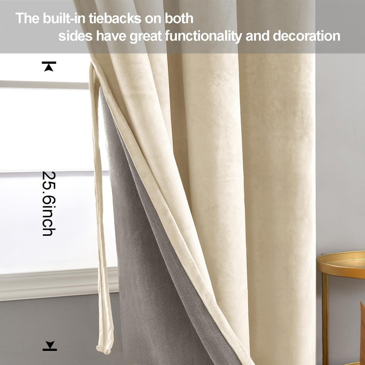 JIUZHEN Verdunklungsvorhang aus Samt, 2er Set Beige Samt Vorhang weiche blickdichte Gardinen Grün Sa