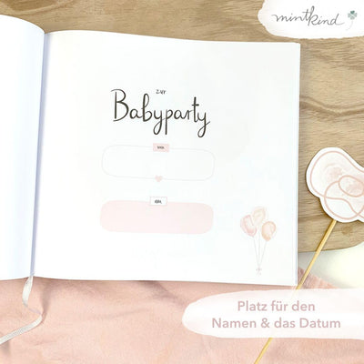 mintkind® Gästebuch "Meine Babyparty" Rosa I Babyparty Geschenk Junge & Mädchen I Baby Shower & Baby