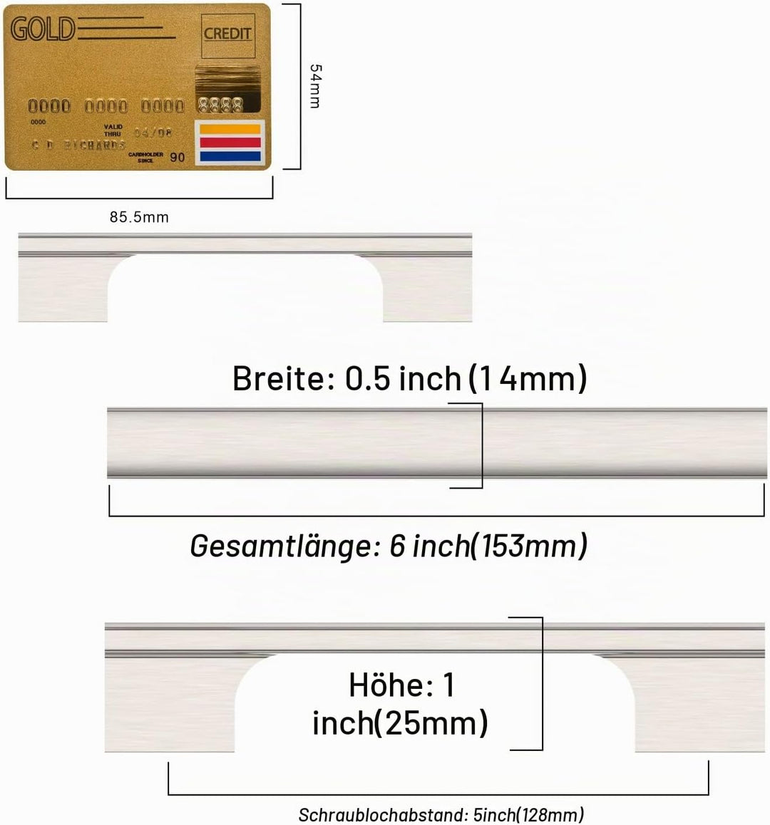 Amerdeco 10 Stück Möbelgriffe Gebürsteter Nickel 128mm Lochabstand Schubladen Griffe für Küchenschrä