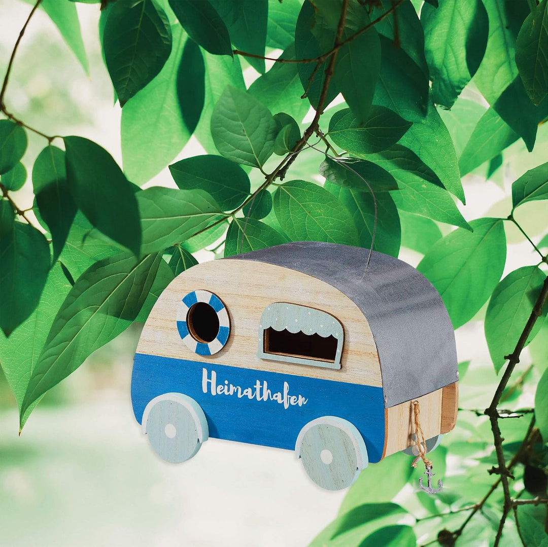 Cepewa Vogelhaus im Wohnwagen-Design Nistkasten Vogelkasten Futterstation