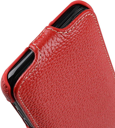 Edle Tasche für Apple iPhone XS und iPhone X / Case Aussenseite aus beschichtetem Leder / Schutz-Hül