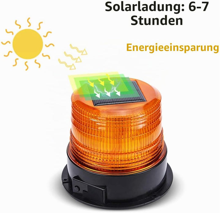 ONCCI 12V Solar/USB Warnleuchte LED Rundumleuchte Magnet Warnlicht Blinkleuchte für Auto PKW LKW Kab