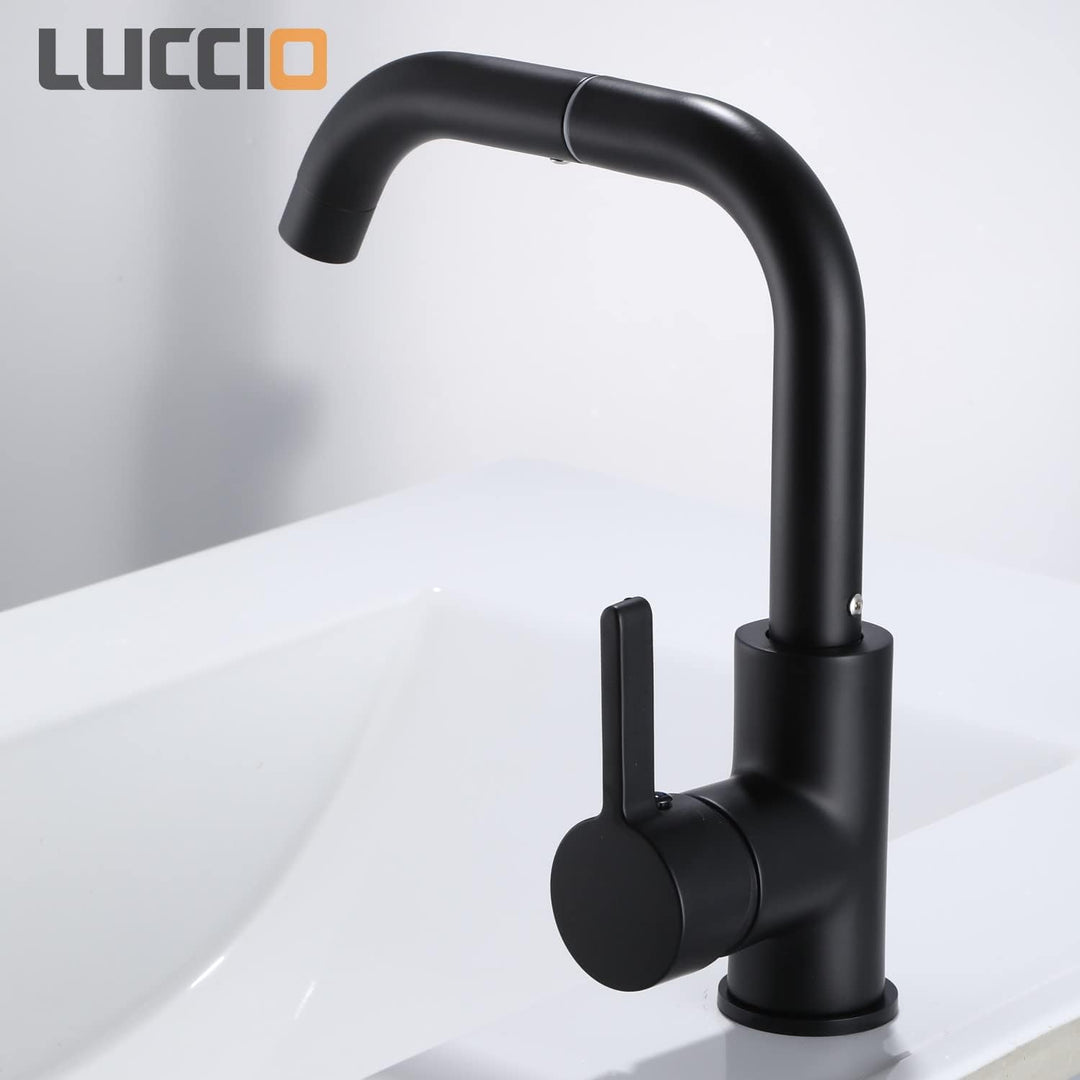 ZXC Niederdruck Küchen Armatur mit schwenkbaren Auslauf, moderner Einhandmischer Wasserhahn in Schwa