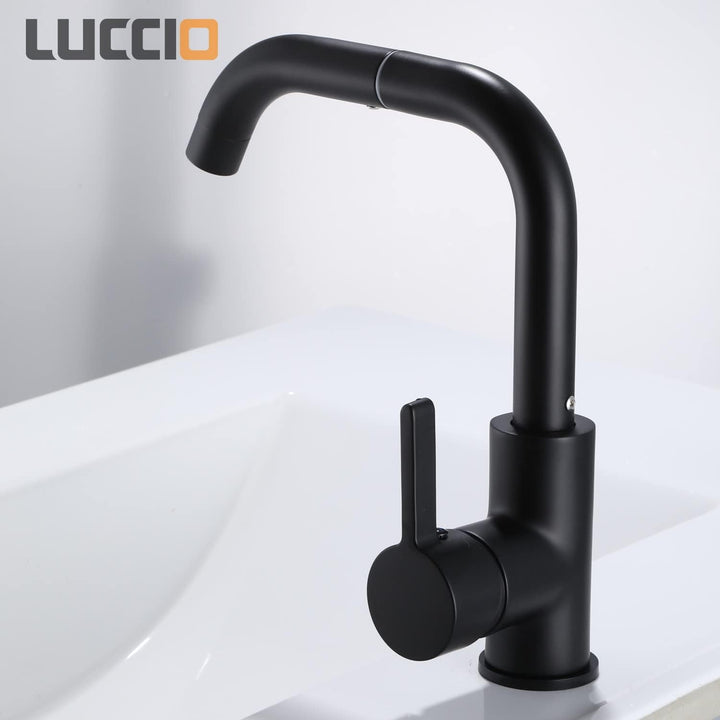 ZXC Niederdruck Küchen Armatur mit schwenkbaren Auslauf, moderner Einhandmischer Wasserhahn in Schwa