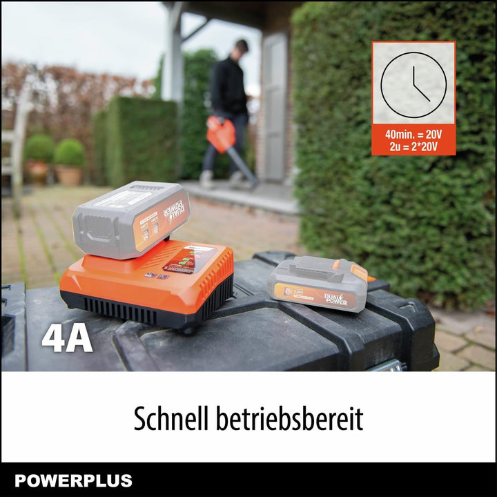 Power Plus Dual Power Akku Ladegerät POWDP9051-4.0A - für 20V & 2x20V Akku & Batterien - Akku-Plattf