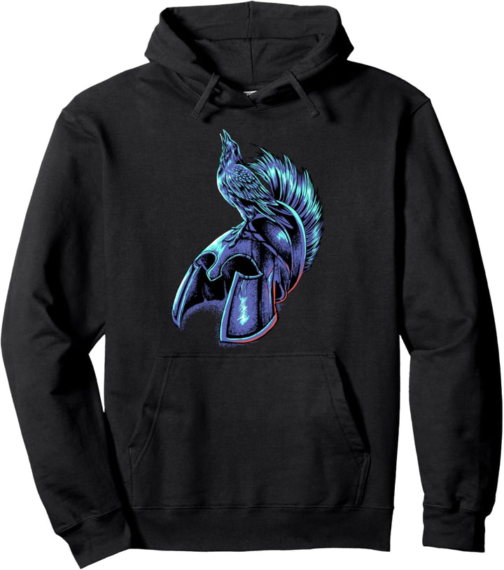 Krähe auf Helm eines Spartaner Pullover Hoodie