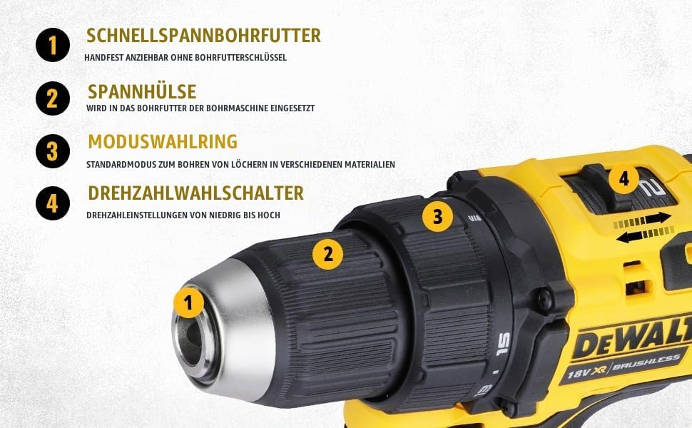DEWALT DEWDCD708N DCD708N XR Bürstenloser Kombi-Bohrer, 18 V, blanke Einheit, Schwarz-Gelb