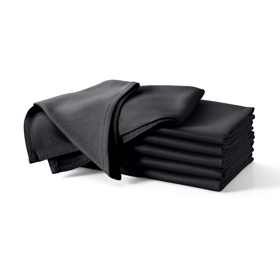 12 Stoffservietten mit Faltanleitung aus extra hochwertiger Baumwolle 40x40cm (Schwarz) Schwarz 12er