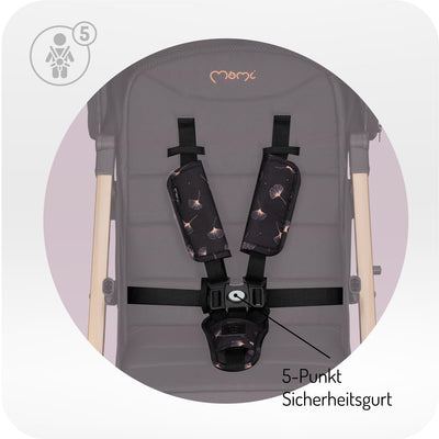 MoMi ESTELLE PLUS LIGHT Kinderwagen ab 6. Monat (bis 22 kg), klappbarer Buggy mit 5-Punkt-Sicherheit