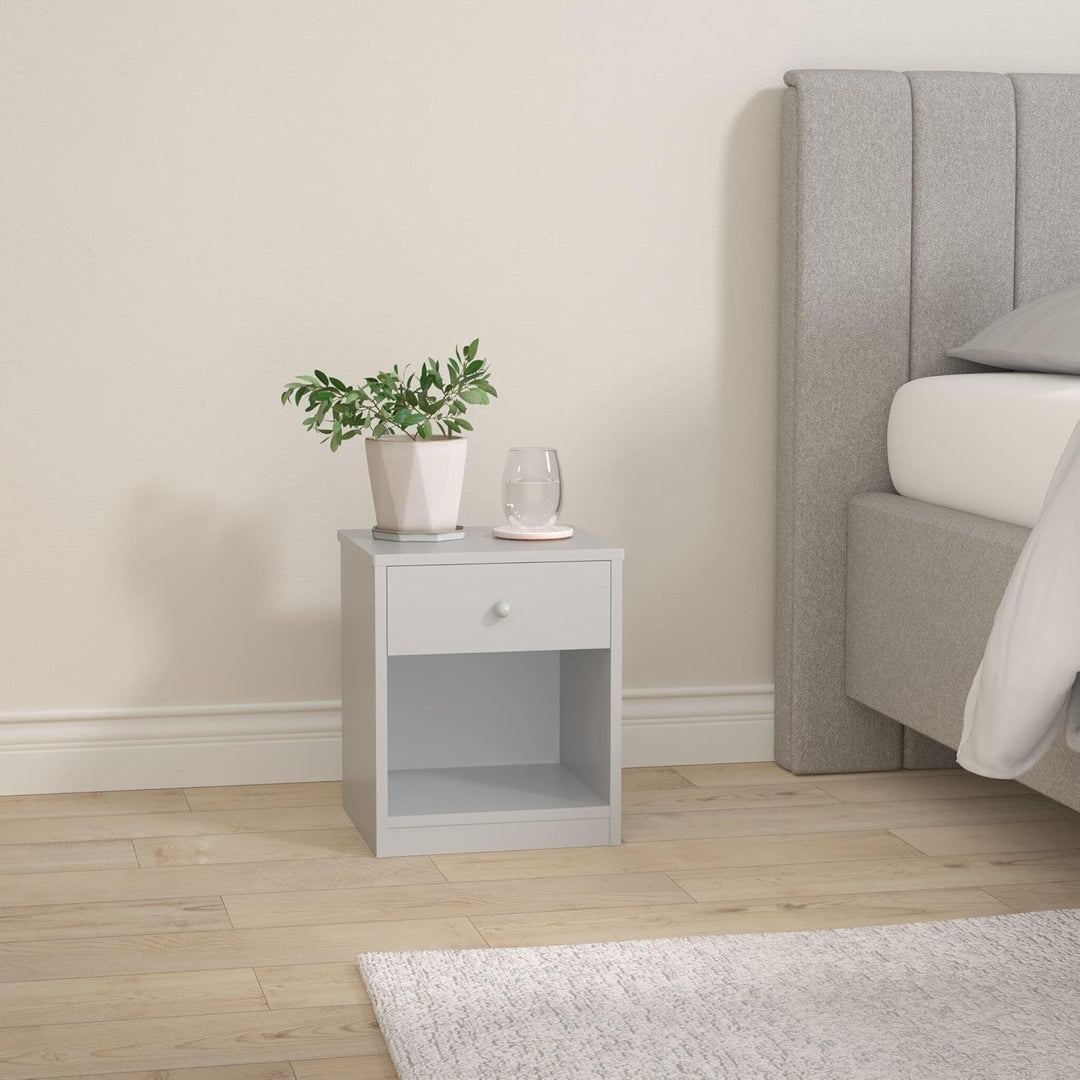Leomark Nachttisch aus Holz - White Classic - Nachtschränkchen mit Schublade, Nachtschrank für Kinde