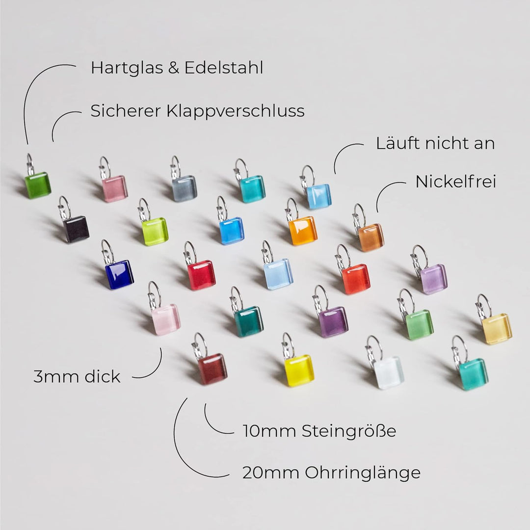 Hängende Ohrringe grasgrün • Nickelfreie Ohrhänger Silber • Hängeohrringe mit Verschluss • Nachhalti