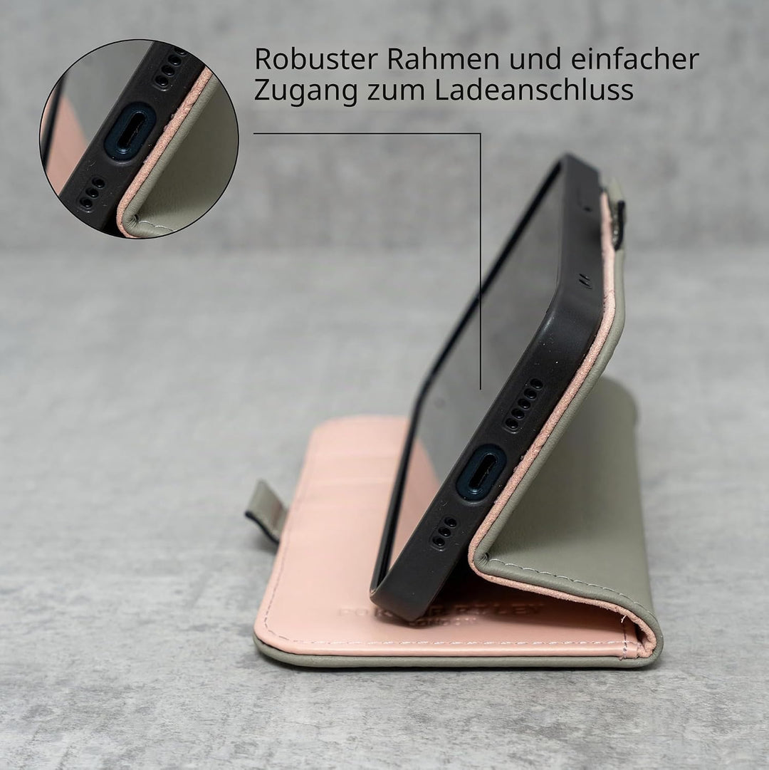 Porter Riley - Lederhülle für iPhone 11 (6,1"). Hochwertiges Echtleder-Ständer/Cover/Brieftasche/Kla