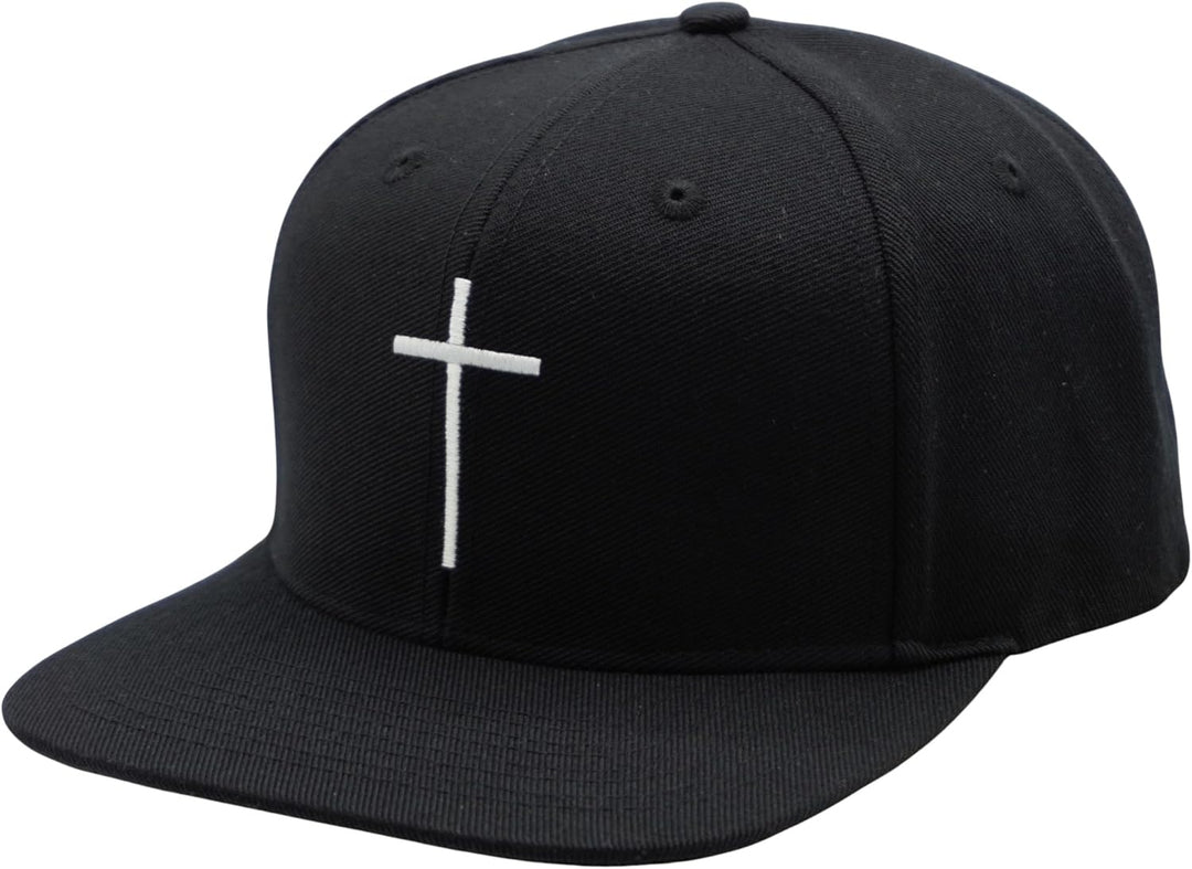Bexxwell Snapback Cap schwarz mit Kreuz (optimale Passform, Kappe, Black, Cross, Unisex)