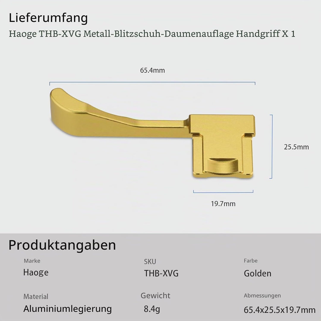 Daumen-Up-Handgriff aus Metall für Fujifilm X100VI Fujinon X100V Kamera-Zubehör Haoge THB-XVG, goldf