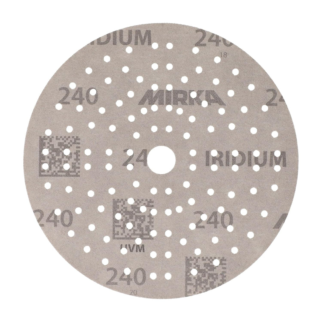 Mirka Iridium Premium-Schleifpapier Ø 150mm Klett 121-Loch, Korn 240, 10 Stk/Zum Schleifen von Lack,