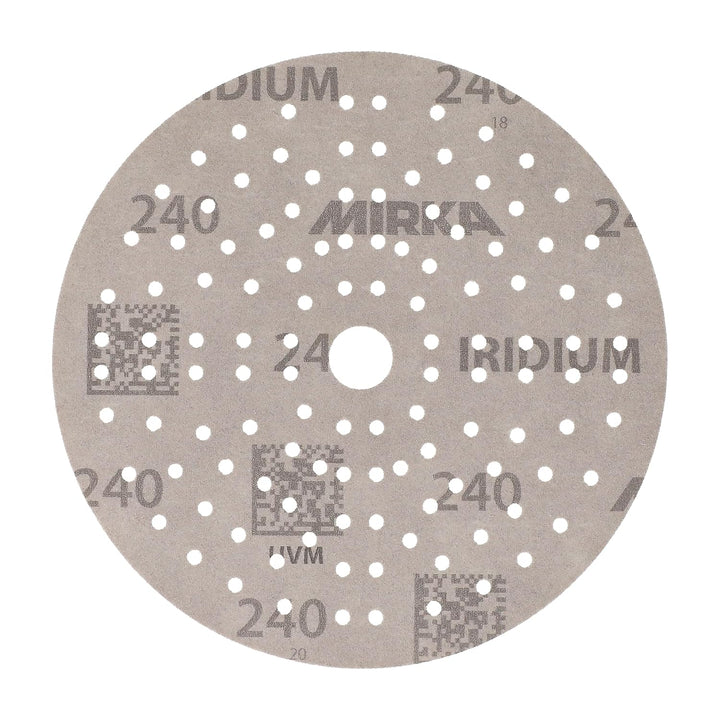 Mirka Iridium Premium-Schleifpapier Ø 150mm Klett 121-Loch, Korn 240, 10 Stk/Zum Schleifen von Lack,