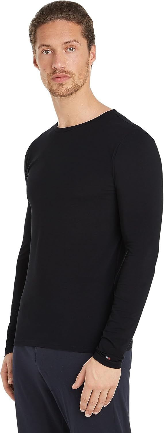 Tommy Hilfiger Herren Langarm T-Shirts (3er Pack) S Mehrfarbig (Black/White/Grey Heather), S Mehrfar