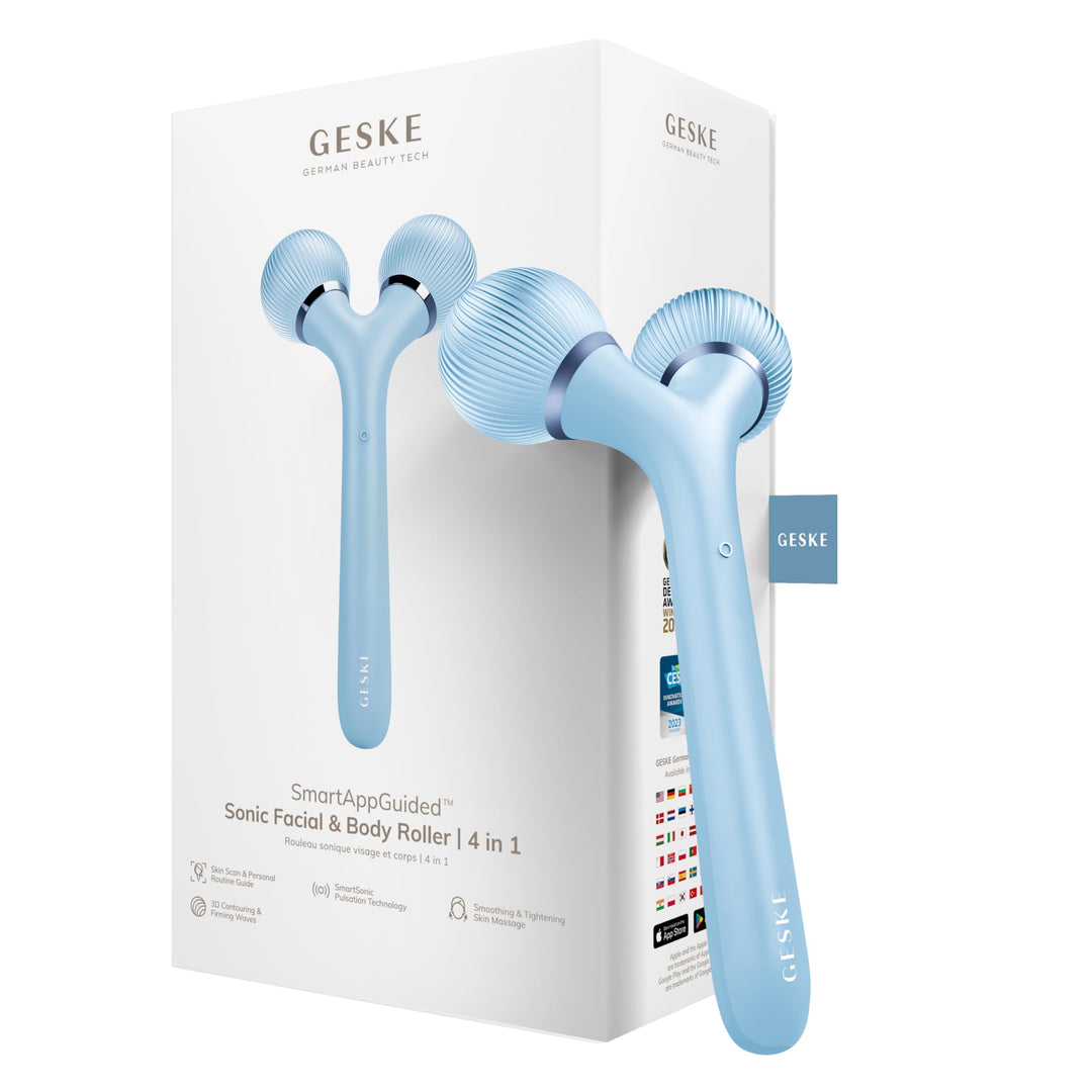 GESKE | SmartAppGuided™ Sonic Facial &amp; Body Roller | 4 in 1 | Dermaroller | Gerät für Gesicht und Kö