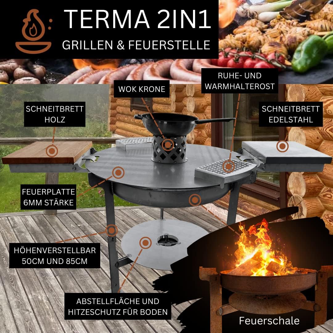 Terma Wokaufsatz/Wokkrone passend für durchm. 20cm für Feuerplatte, Grillplatte, Wok-Krone Zubehör W