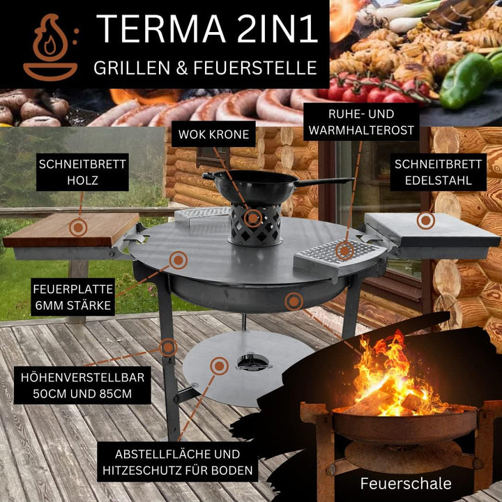 Terma Wokaufsatz/Wokkrone passend für durchm. 20cm für Feuerplatte, Grillplatte, Wok-Krone Zubehör W