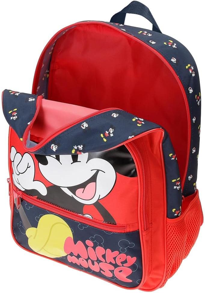 Disney Mickey Mouse Fashion Schulrucksack mit Wagen, mehrfarbig, 30 x 38 x 12 cm, Mikrofaser, 13,68