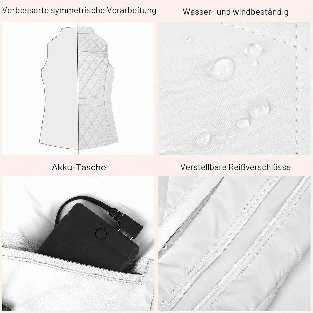 Beheizbare Weste, Beheizte Weste Damen Heizweste mit 12000mAh Powerbank, Beheizbare Jacke Heizjacke