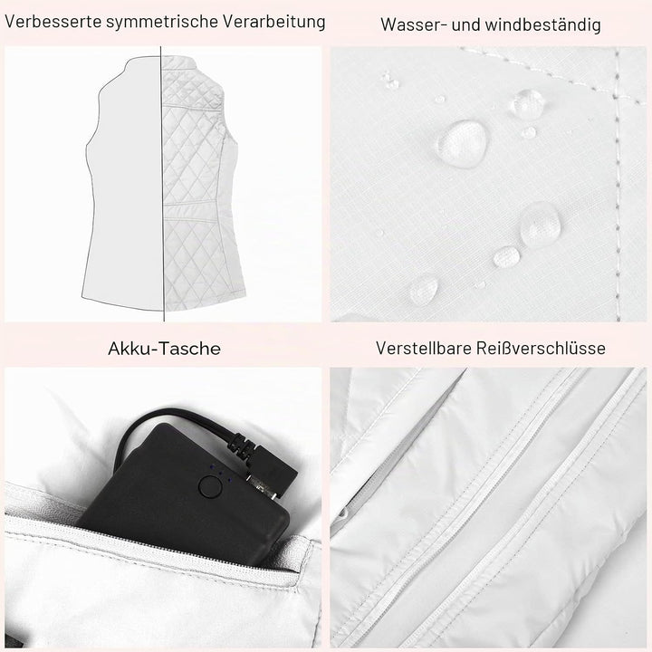 Beheizbare Weste, Beheizte Weste Damen Heizweste mit 12000mAh Powerbank, Beheizbare Jacke Heizjacke