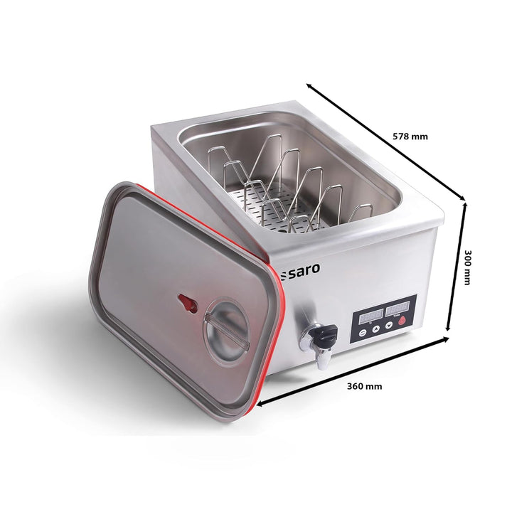 SARO Sous-Vide Garer – 11–22 L – Für 1/1 GN – Umwälzpumpe & Ablasshahn – Digitaldisplay – Temperatur