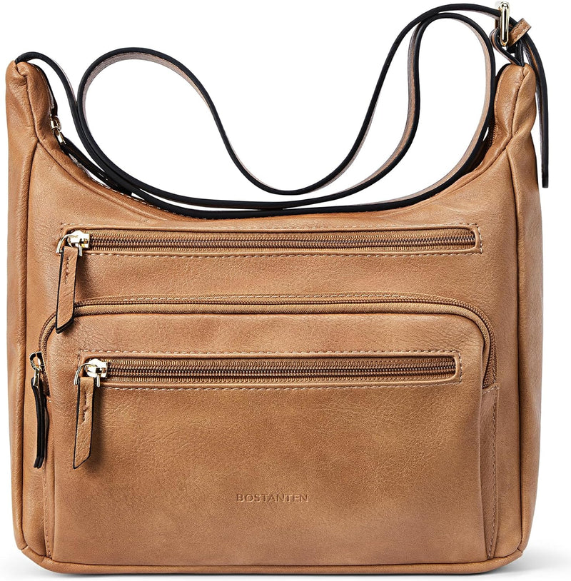 BOSTANTEN Umhängetasche Damen Kleine Schultertasche Handtasche für Frauen PU Leder Crossbody Bag Mul