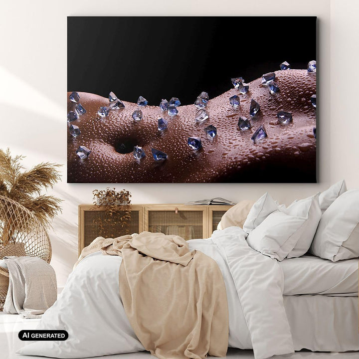 Bilder auf Leinwand 100x70cm Leinwandbild Frau Körper Kristalle Wassertropfen Gross Wanddeko Bild Sc