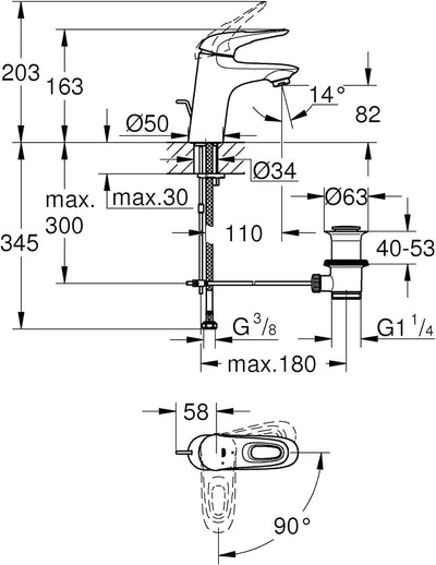 Grohe Eurostyle Einhand-Waschtischbatterie, Chrom, 23374003