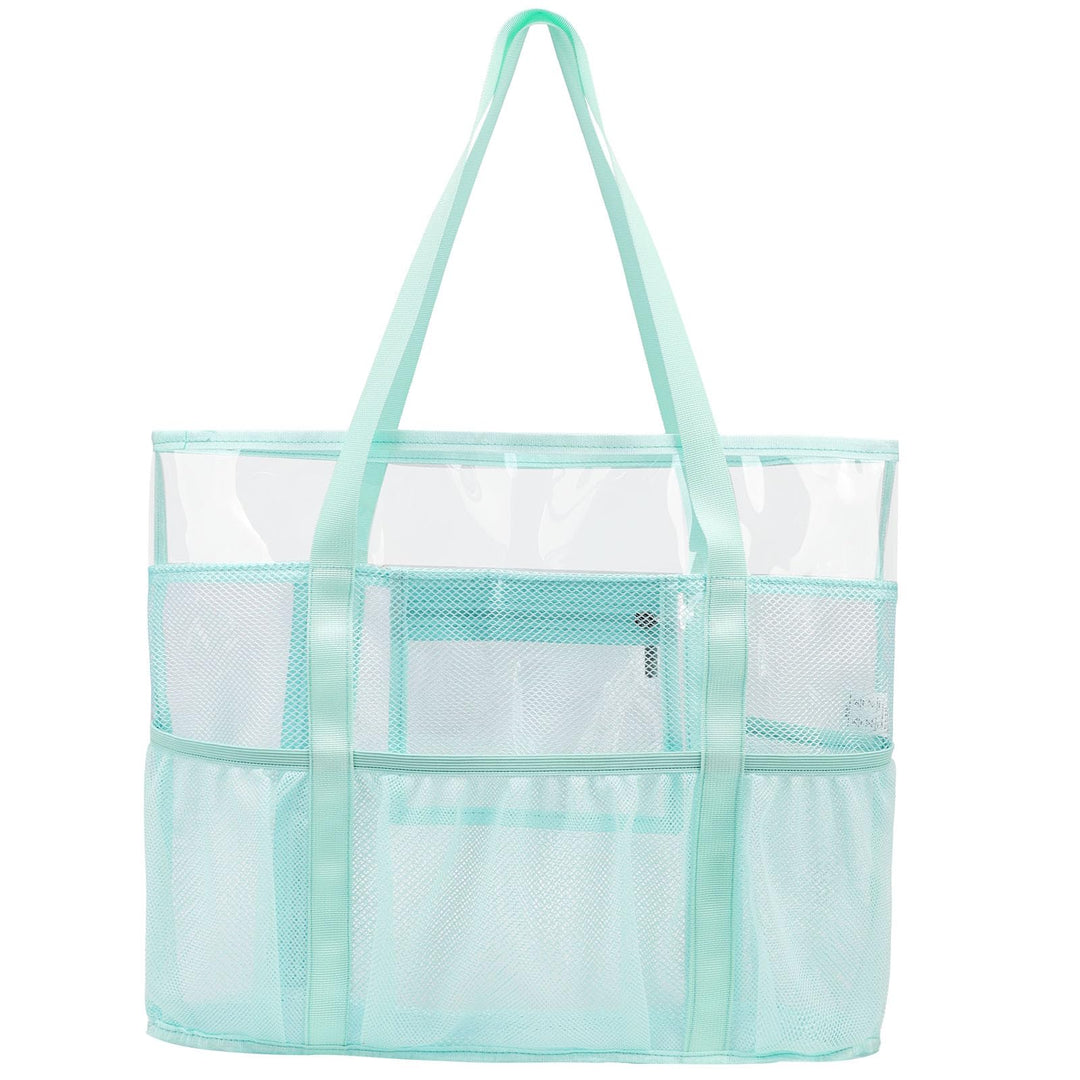 TINYAT Grosse transparente Tragetasche für Damen, transparent, Netzstoff, Strandtasche, Schultertasc