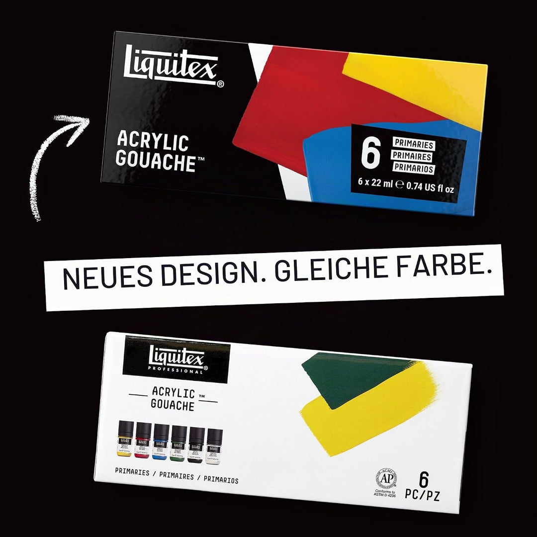 Liquitex 3699323 Proffessional Acrylic Gouache, Primärfarben, Set 6 Flaschen a 59ml 59 ml (6er Pack)
