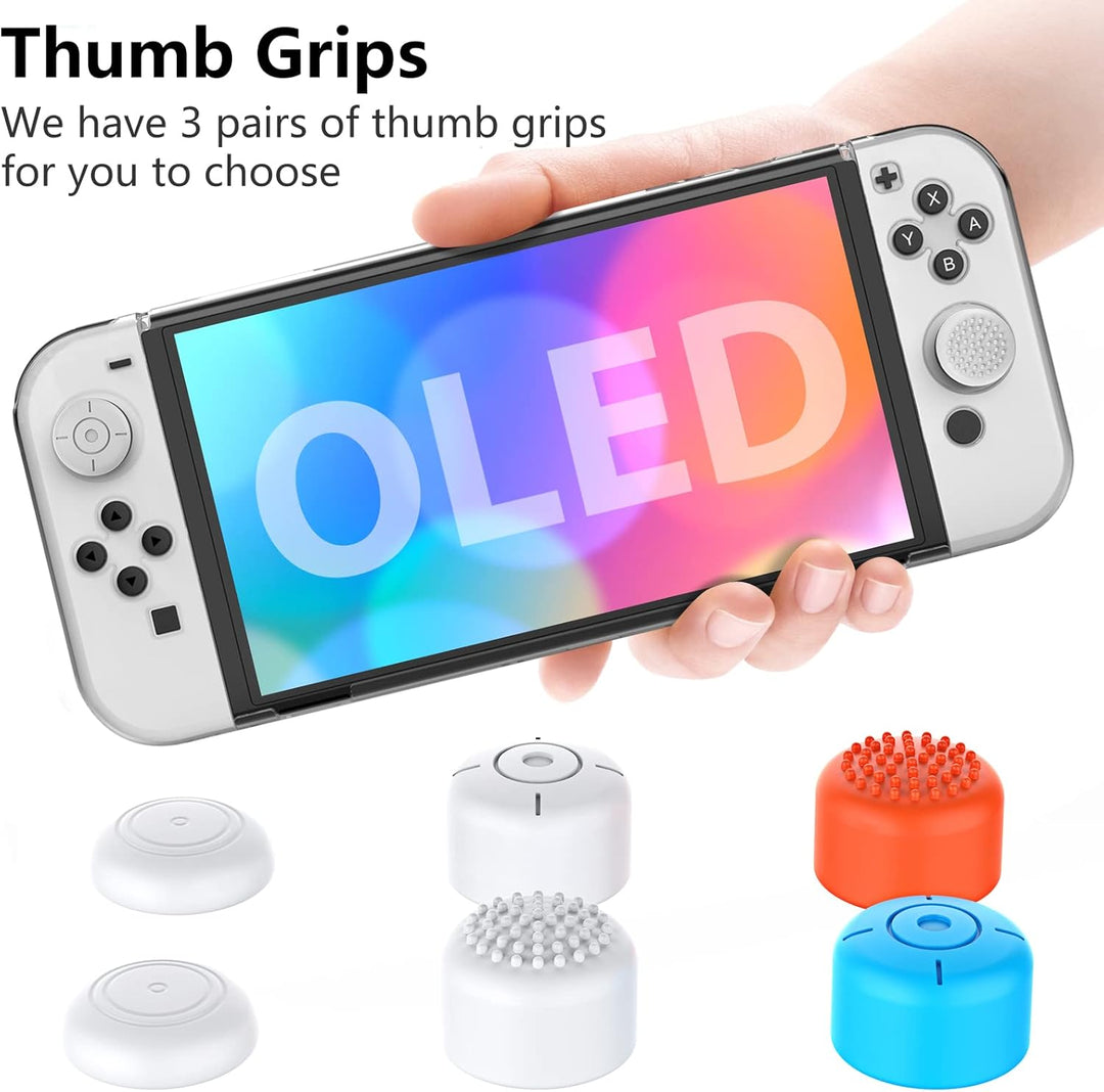 HEYSTOP Switch OLED Hülle Dockable PC Schutzhülle mit Griff Case und Daumenkappe für Nintendo Switch