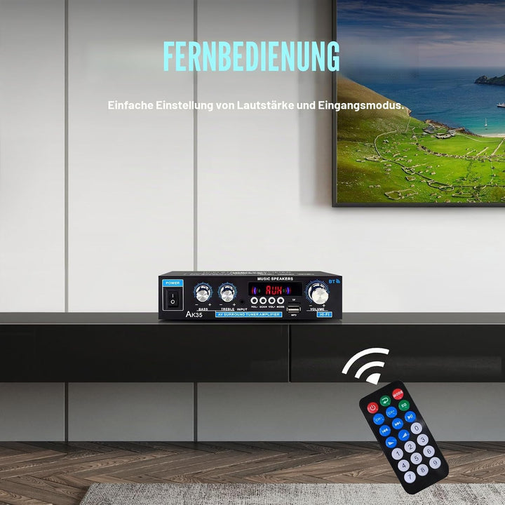AK35 Stereo-Audio-Verstärker, 200 W, 2 Kanäle, kabellos, Bluetooth 5.0, Endstufe, Heimverstärker, FM