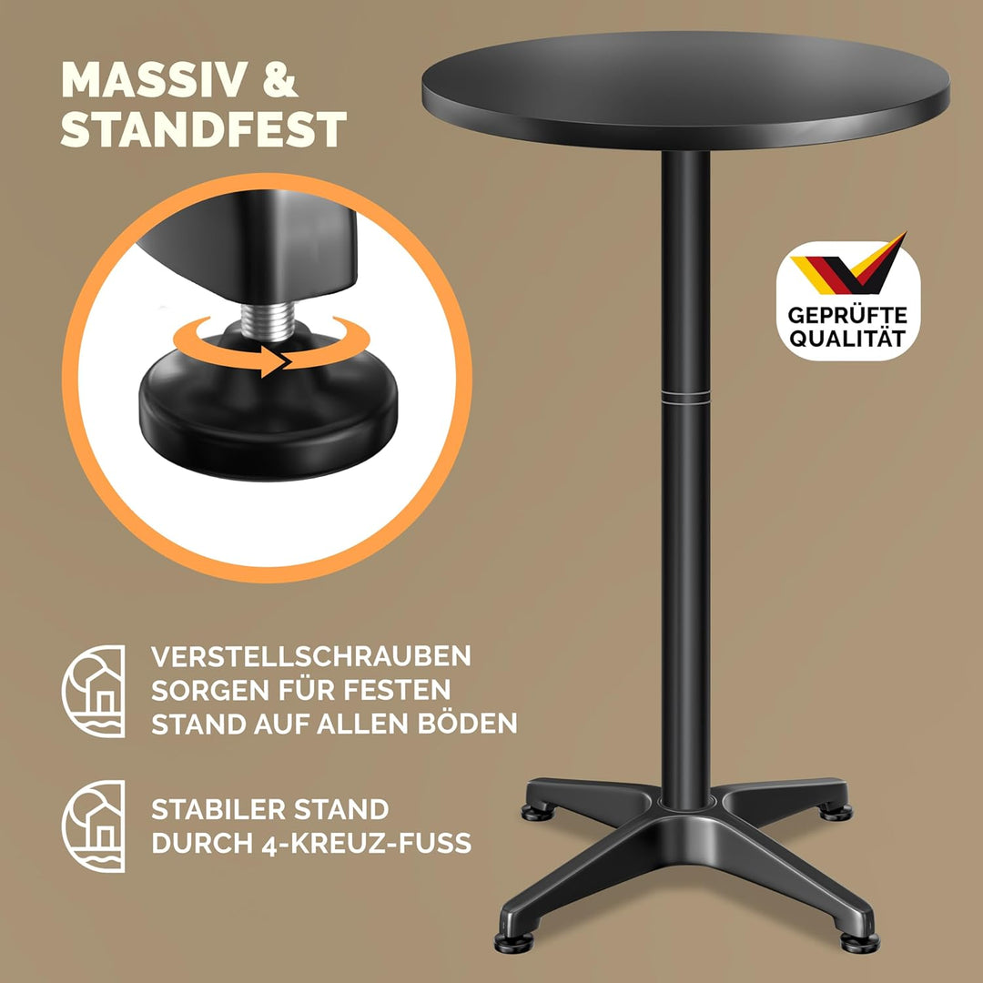 Casaria® 2in1 Stehtisch Höhenverstellbar 2er Set 70/115 cm Aluminium Ø 60 cm Rund Wetterfest Outdoor