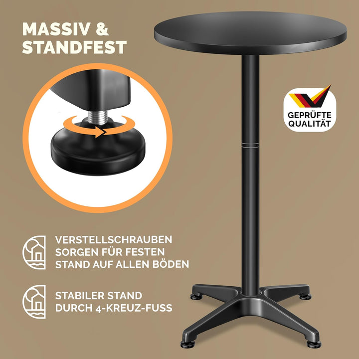 Casaria® 2in1 Stehtisch Höhenverstellbar 2er Set 70/115 cm Aluminium Ø 60 cm Rund Wetterfest Outdoor