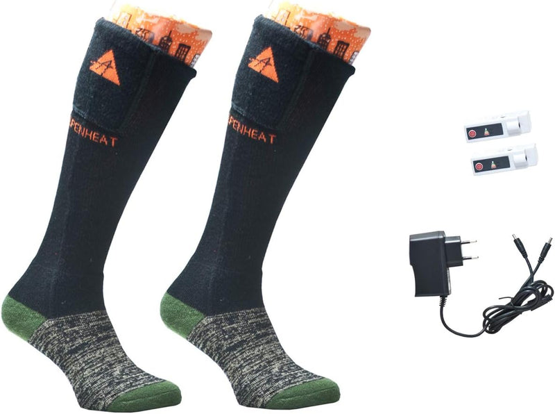 Alpenheat Fire Beheizte Socken 36-38 Schwarz/Grau/Grün, 36-38 Schwarz/Grau/Grün