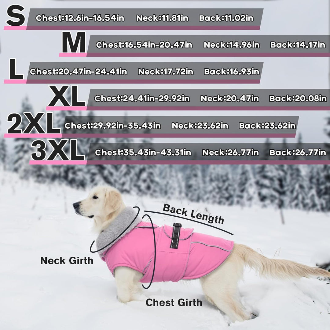 Lelepet Hundejacke Winter Warmer Hundemantel, Wasserdichter Wintermantel Fleece Hundeweste für Mitte