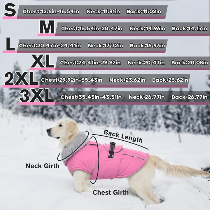 Lelepet Hundejacke Winter Warmer Hundemantel, Wasserdichter Wintermantel Fleece Hundeweste für Mitte