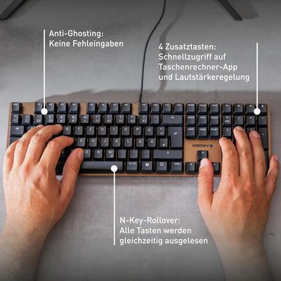 CHERRY KC 200 MX, mechanische Office-Tastatur, Deutsches Layout (QWERTZ), edles Design mit eloxierte