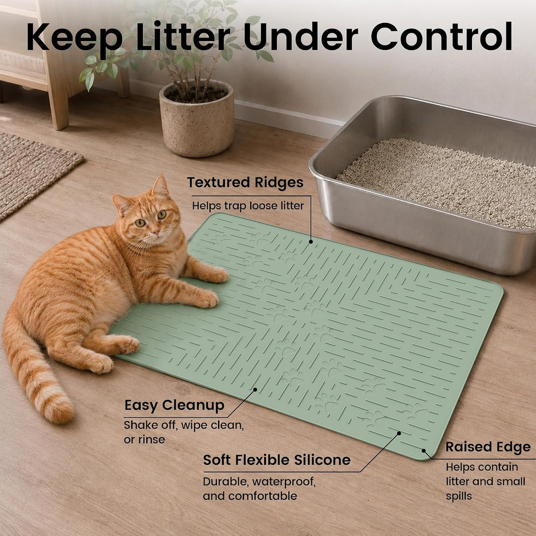 OHMO Katzenklo Matte aus Premium-Silikon 60x40cm, wasserdicht und BPA-frei Katzentoilettenmatte, ein