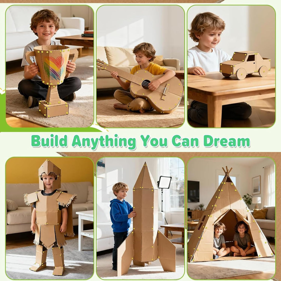 Karton-Baukasten für Kinder, Sicherer Kartonschneider & Werkzeug-Set, Kreatives STEM Lernspiel, Für
