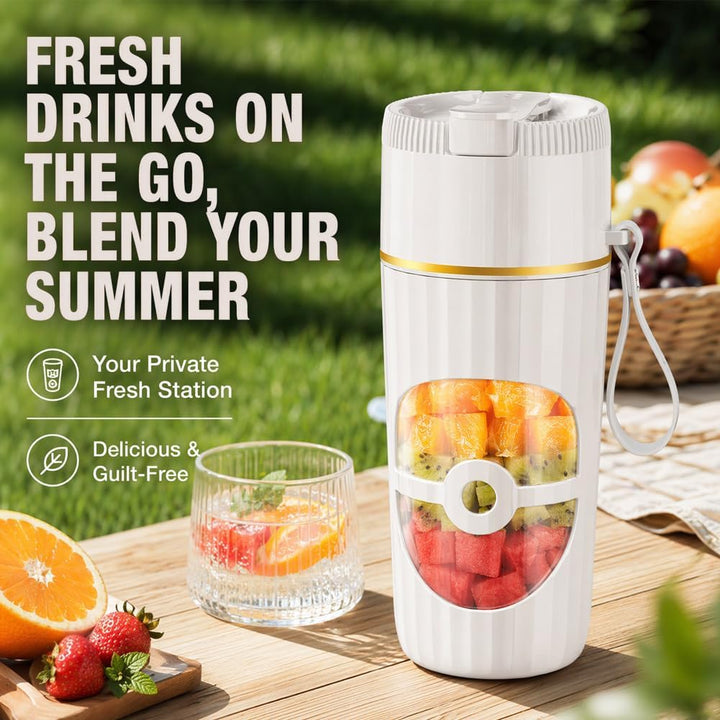Gohytal Kleine Tragbarer Mixer, 400ml Smoothie Maker, Kleiner Mixer mit 10 Edelstahl Klingen, USB Wi