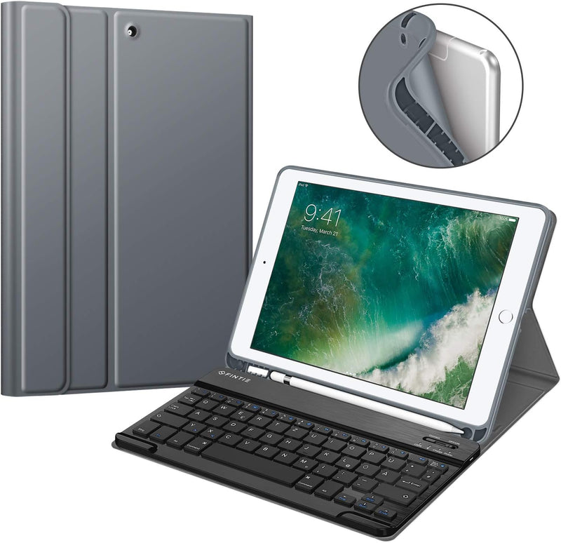 Fintie Tastatur Hülle für iPad 9.7 2018 (6. Generation), Soft TPU Rückseite Gehäuse Keyboard Case mi