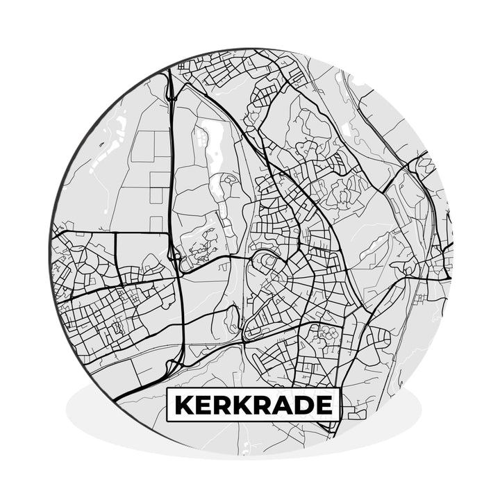MuchoWow Wandbild Rund Wanddeko Deko Wohnzimmer Bilder 30x30 cm Kerkrade - Schwarz und weiss - Stadt