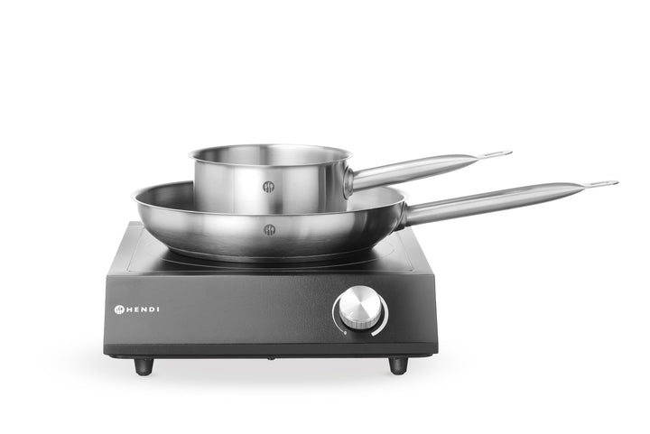 HENDI Induktionskocher-Set, inkl. ø280mm Bratpfanne und ø160mm Kochtopf, für Pfannen mit Bodendurchm