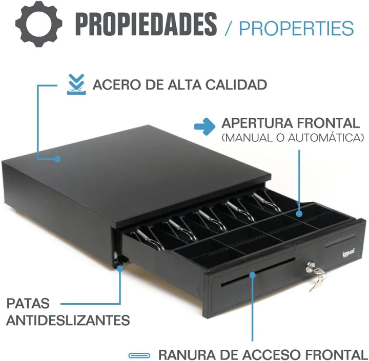 iggual - Geldkassette Abschliessbar IRON - 50 | Kassenschublade mit automatischer oder manueller Öff