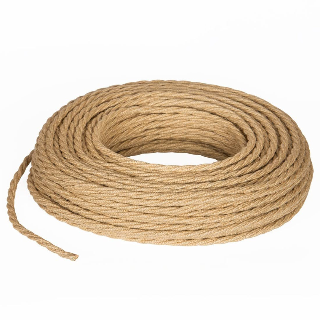 Textilkabel für Lampe, Stoffkabel 3-adrig (3x2,50mm²) - Jute. Made in Italy (5 Meter), 5 Meter